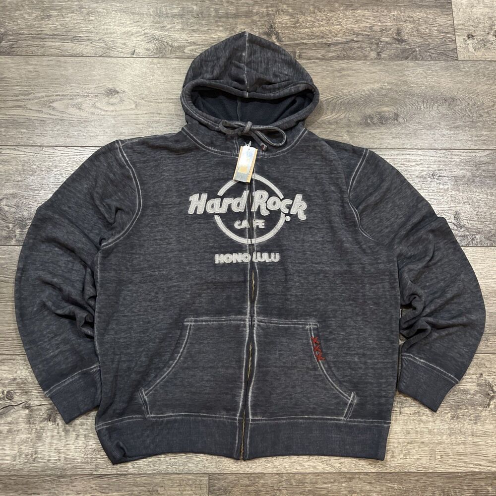 NWT! Hard Rock Café Honolulu Super Soft Gray Full Zip Hoodie Men’s 2XL